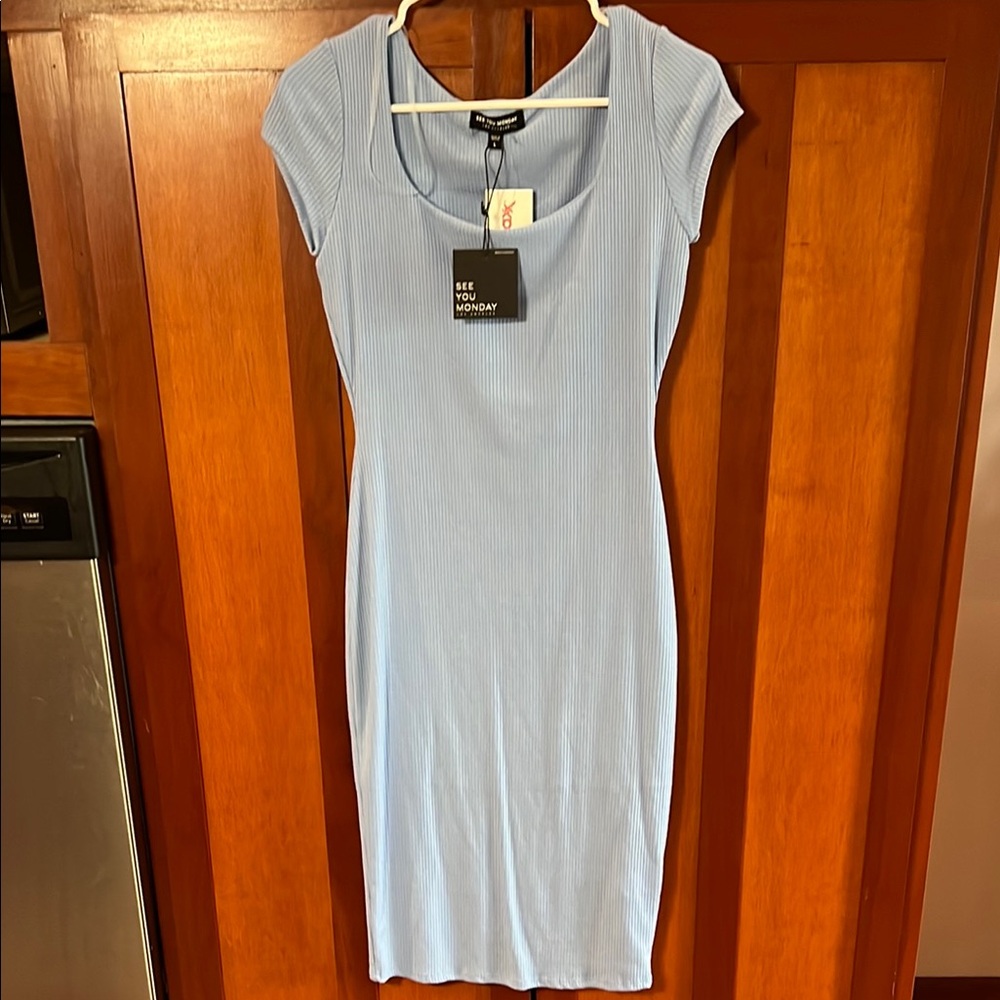 Blue Ribbed Dress